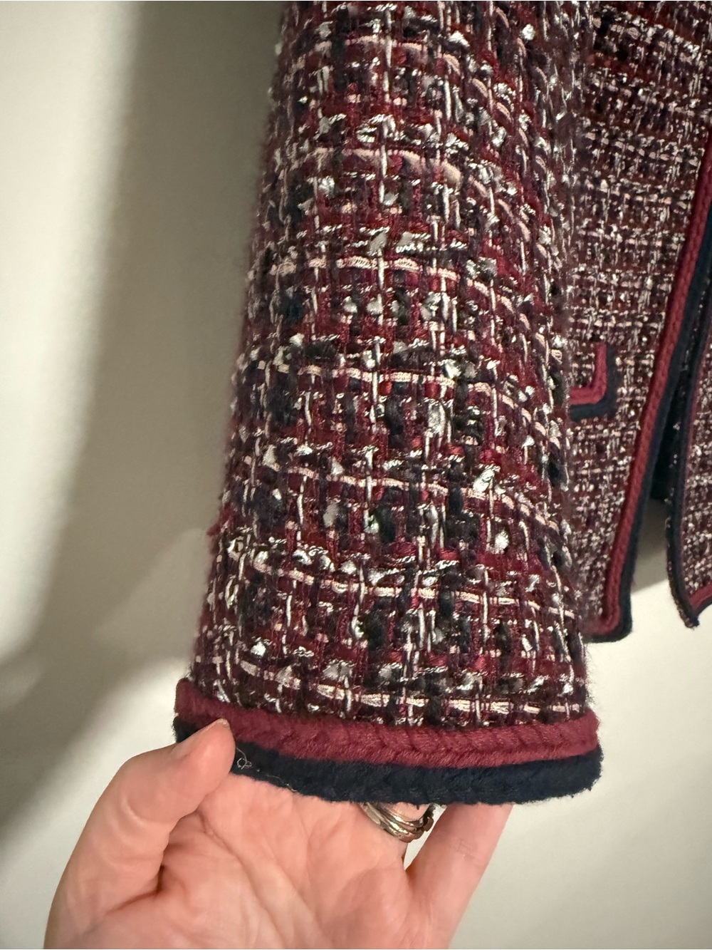 Talbots Burgundy/Navy Round Neck Tweed Blazer Jacket Size 14 Classic Office - Picture 5 of 11